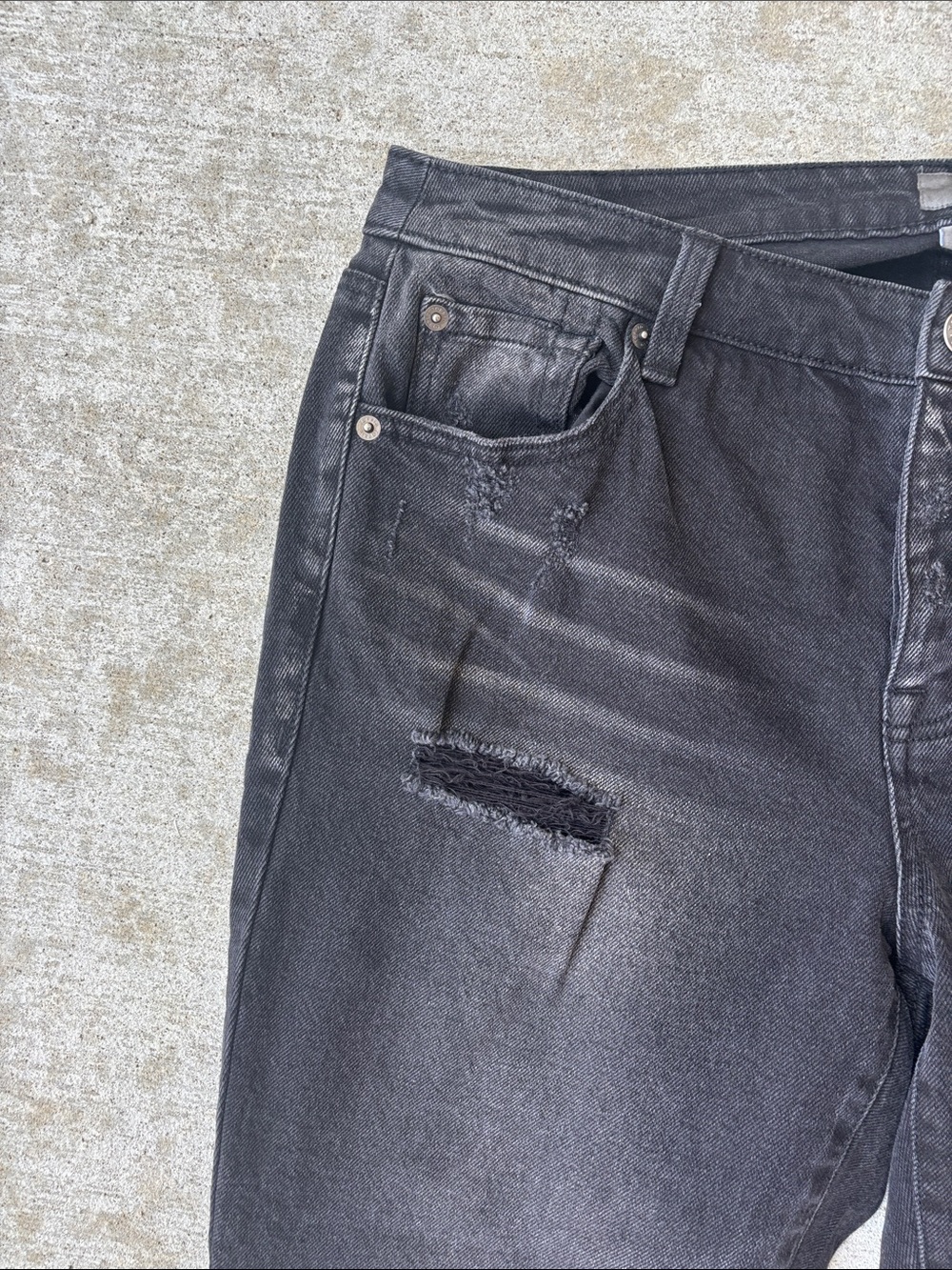 torrid Black Washed Boyfriend Jeans with Distressed Detail - Picture 3 of 15